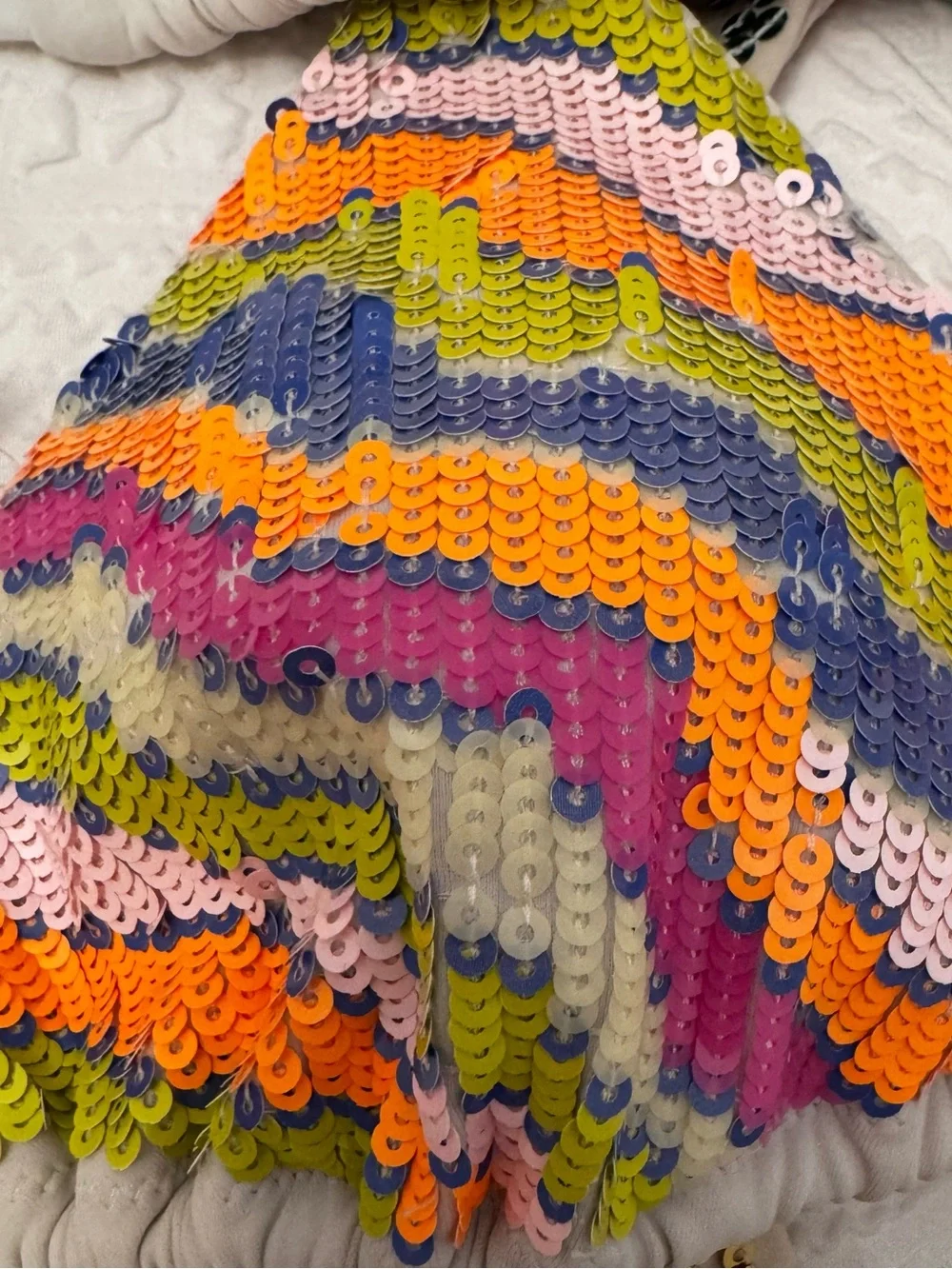 VICTORIAS SECRET Neon Stripe SEQUIN  BIKINI Top Medium